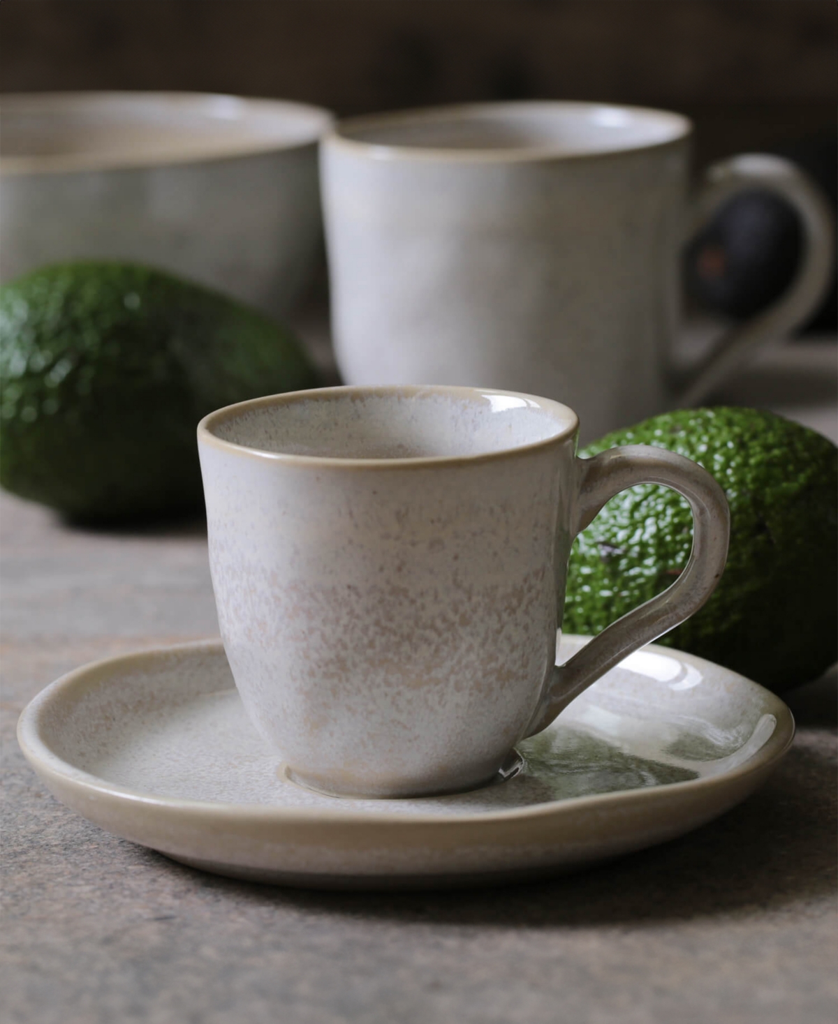 Porto Brasil Stoneware Coffee Cup And Saucer Set, Service For 6 In Latte