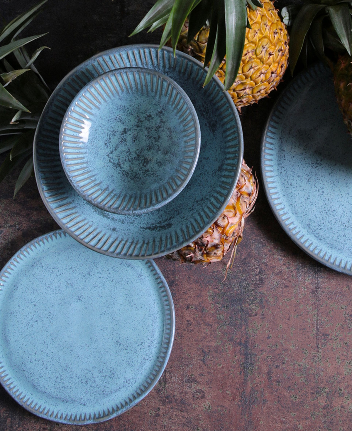 Porto Brasil Stoneware Linhas Dessert Plates, Set Of 6 In Breeze