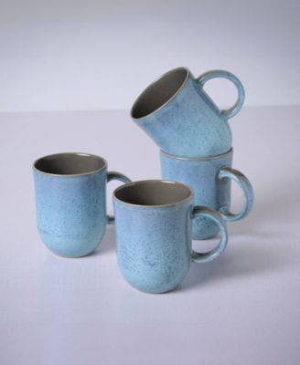 Stoneware Coup Mugs, Set of 4