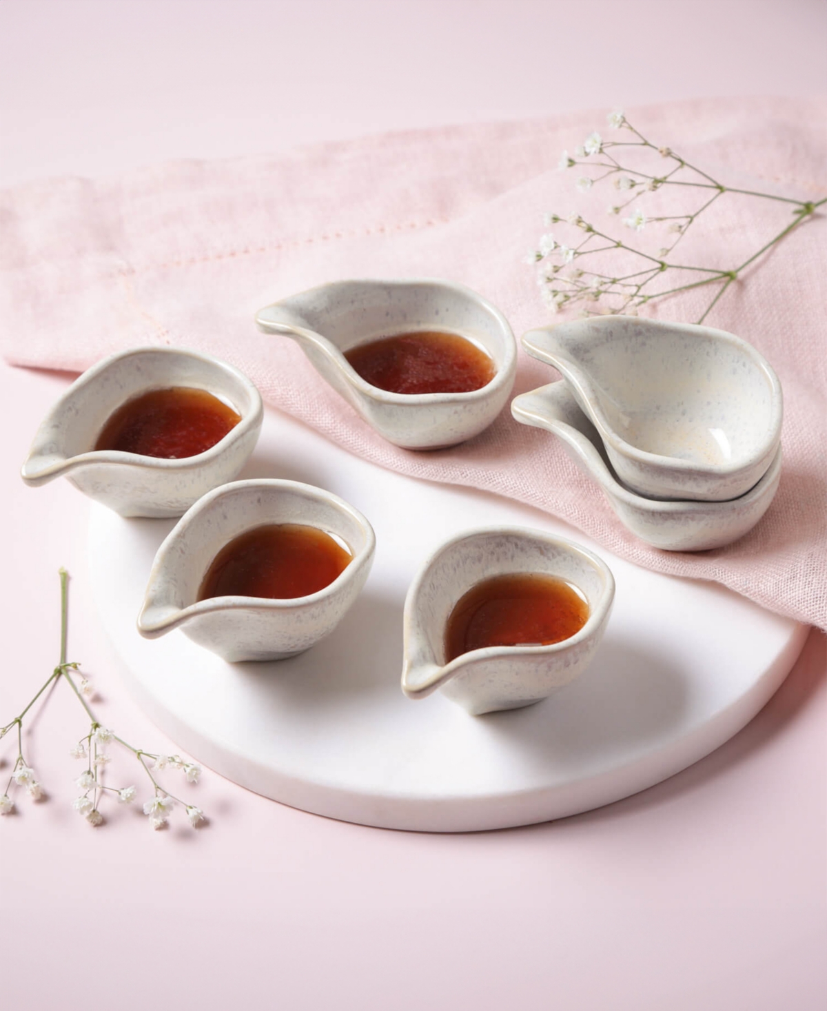 Porto Brasil Stoneware Teardrops, Set Of 6 In Latte