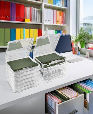 9-Piece Variety Pack Hanging File Organizer Bin Clear Plastic Stackable for Document Storage