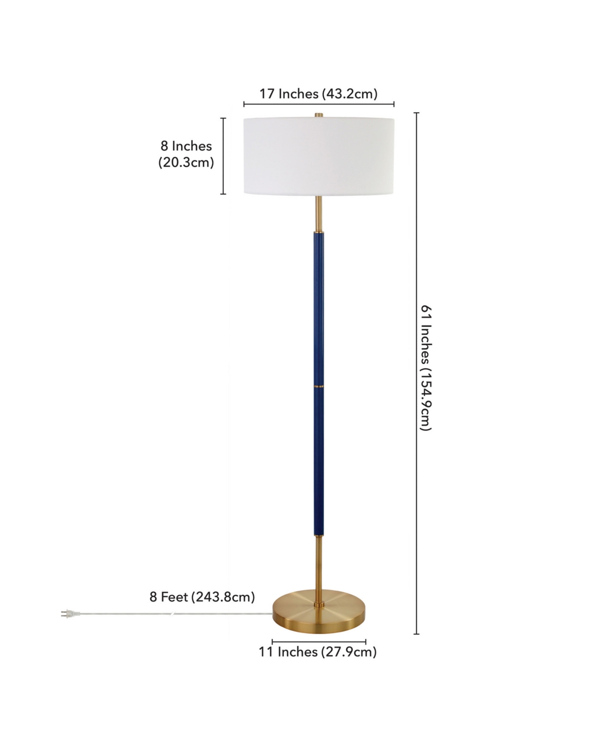 Hudson & Canal 61.5" Metal Simone 2-light Floor Lamp In Matte White,brass
