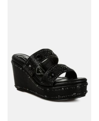 Iki Diki Rhinestone & Diamante Wedge Sandals