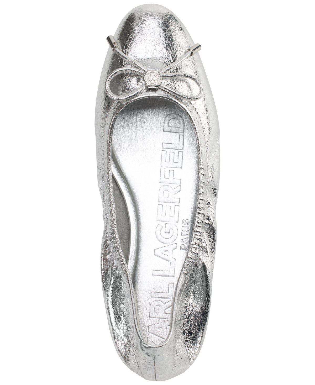 Karl Lagerfeld Paris Velma Metallic Ballet Flat In Silver