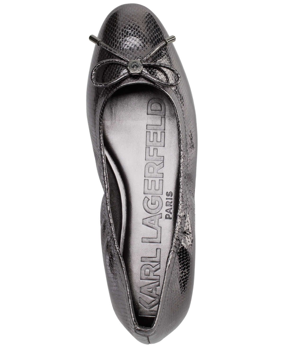 Karl Lagerfeld Paris Velma Snakeskin Embossed Ballet Flat In Dark Slate