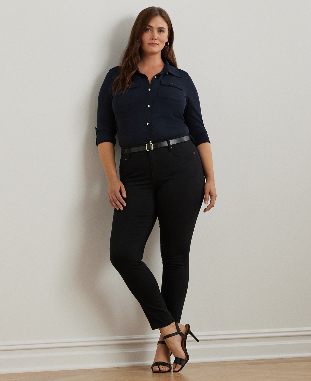 Lauren Ralph Lauren Plus Size Roll-Tab-Sleeve Shirt