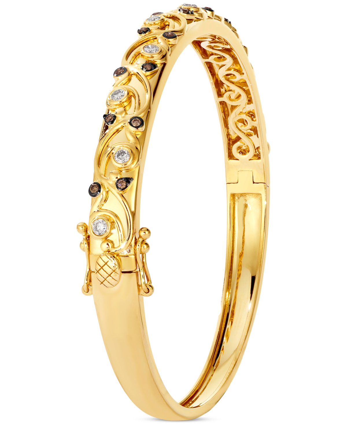 Le Vian Nude Diamond & Chocolate Diamond Filigree Bangle (3/8 Ct. T.w.) In 14k Honey Gold In 14k Honey Gold Bangle