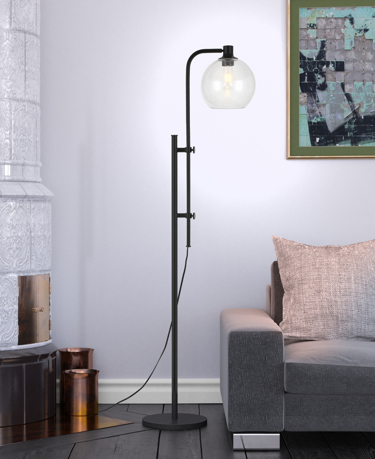 Hudson & Canal 68" Metal Antho Height-adjustable Floor Lamp In Blackened Bronze