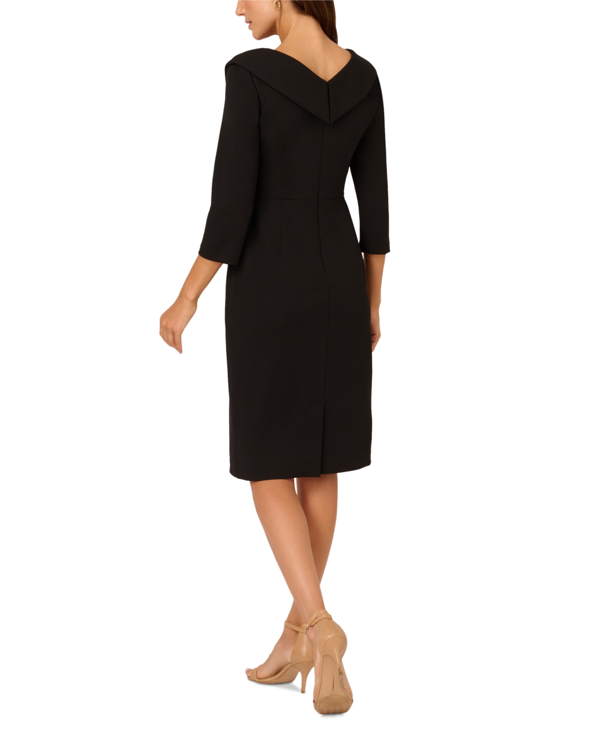 Adrianna Papell Women's Tie-Waist Asymmetrical-Neck Crepe Sheath Dress