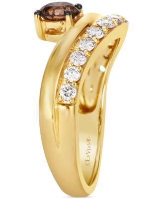 Chocolate Diamond & Nude Diamond (1-1/2 ct. t.w.) Double-Row Ring in 14k Yellow Gold