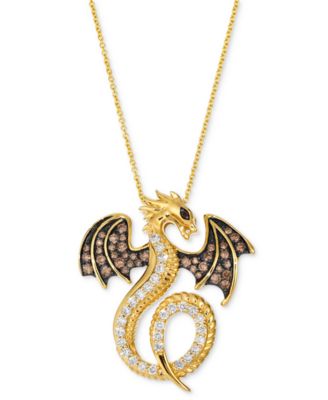 Le Vian - Chocolate Diamond, Nude Diamond & Blackberry Diamond Dragon Pendant Necklace (1 ct. t.w) in 14k Honey Gold