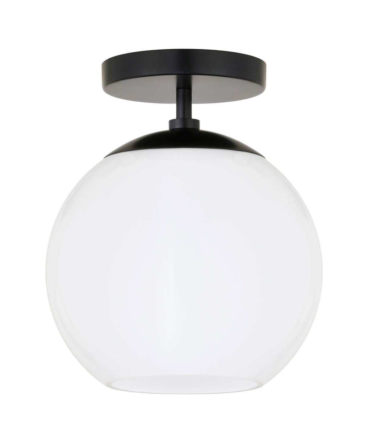 Hudson & Canal 9" Metal Bartlett Wide Semi Flush Mount In Matte Black