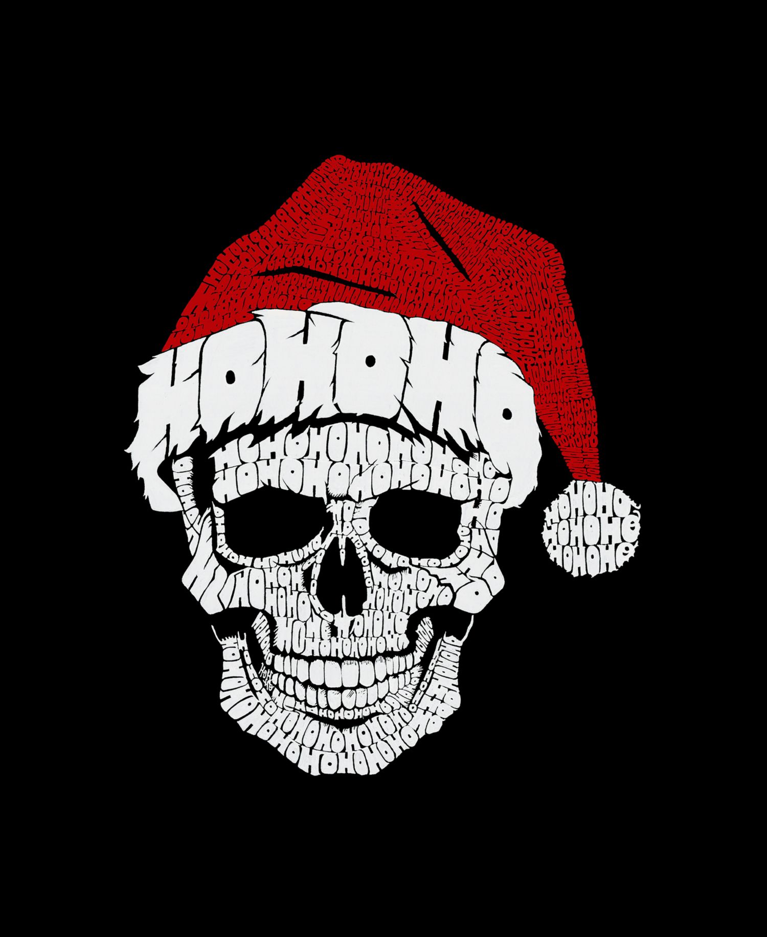 Women's Santa Skull Word Art V-Neck T-shirt