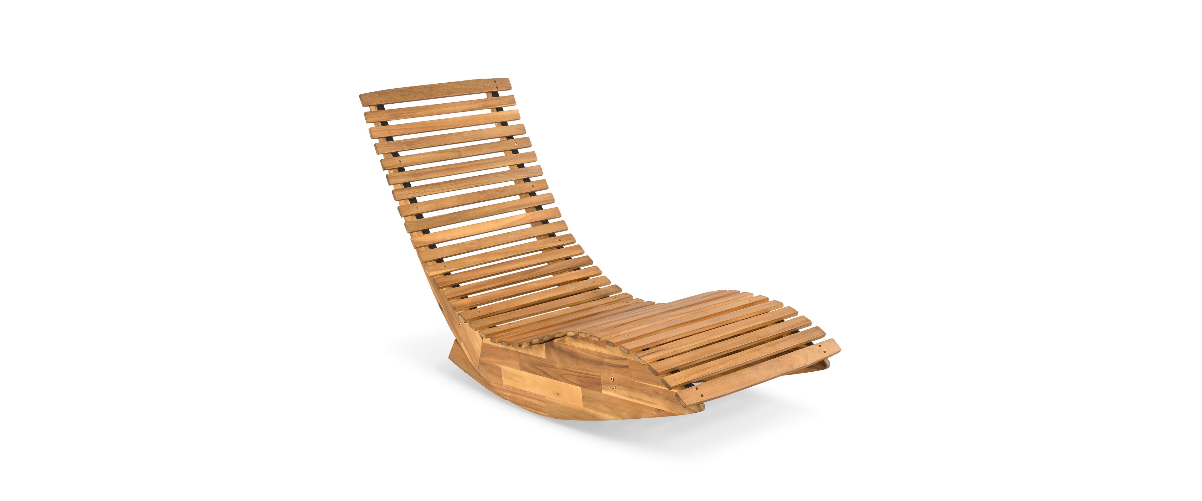1 Pcs Outdoor Acacia Wood Rocking Chair with Widened Slatted Seat and High Back