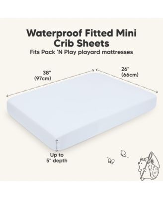 2pk Isla Waterproof Mini Crib Sheets for Boy, Girl, Soft Pack and Play Sheets for Graco Pack and Play Mattress