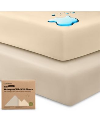 2pk Isla Waterproof Mini Crib Sheets for Boy, Girl, Soft Pack and Play Sheets for Graco Pack and Play Mattress