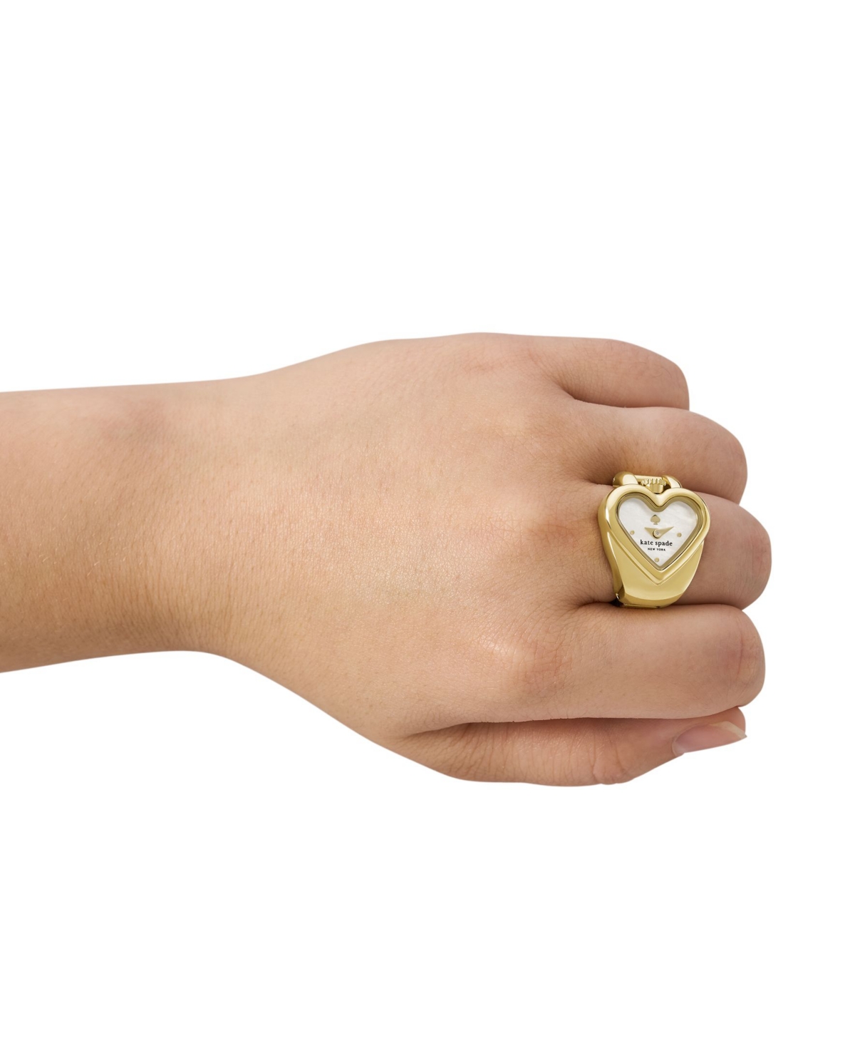 Kate Spade Women's Monroe Heart Three-hand Gold-tone Stainless Steel Ring Watch, 22mm In Gold-tone