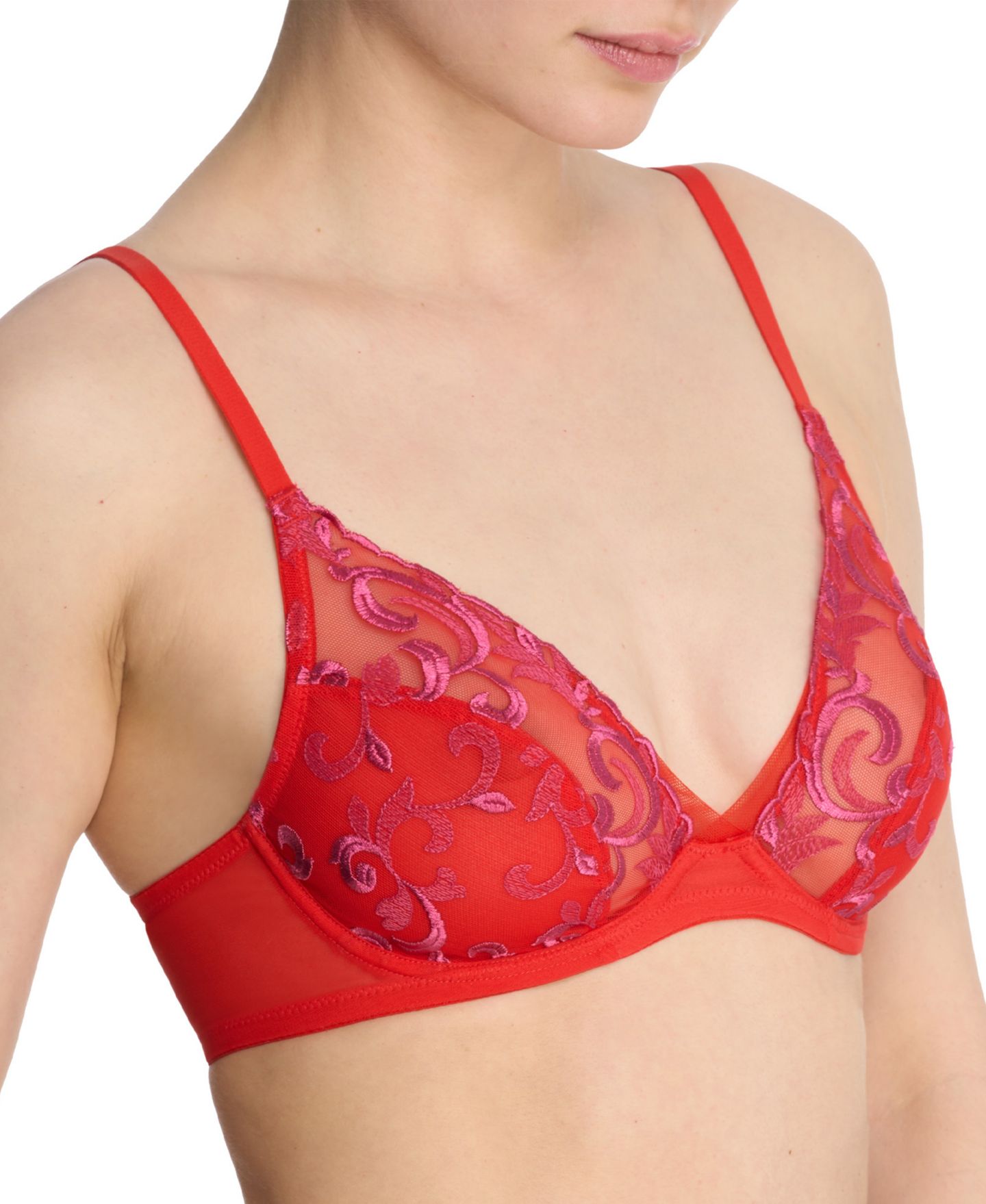 Бра Embellished, на косточках — Natori, цвет: Неоновый красный / Малиновый — фото 2