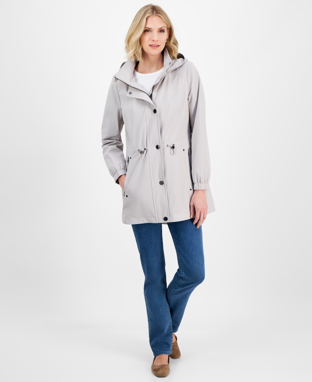 Women's Water-Resistant Hooded Anorak Coat - Volcanic Rock