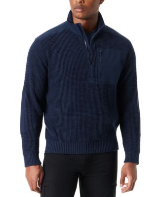 BASS OUTDOOR - Men's Quarter-Zip Long Sleeve Pullover Patch Sweater