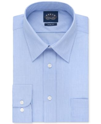 Eagle - Men's Slim-Fit Non-Iron Blue Crystal Fineline Stripe Dress Shirt