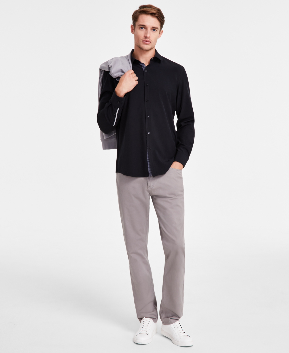 ALFANI MEN'S ALFATECH REGULAR-FIT PERFORMANCE STRETCH BUTTON-DOWN SHIRT, EXCLUSIVELY AT MACY'S 