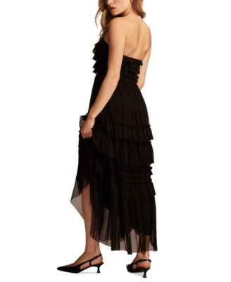 lucky brand open back dress ONE SHOULDER RUFFLE DRESS