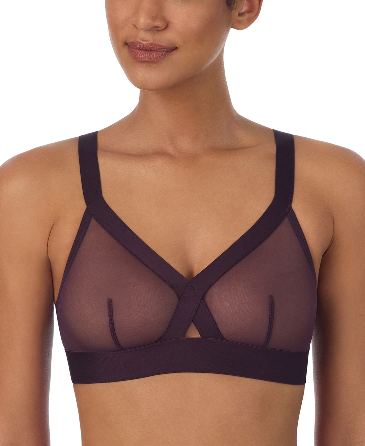 Dkny Sheers Mesh Cutout Bralette Dk4084 In Plum Perfect