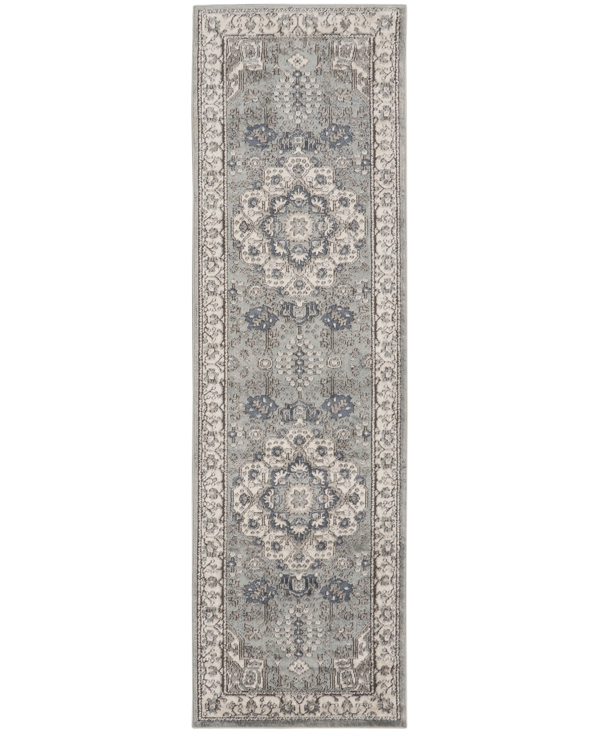 Nourison Home Quarry Qua07 2'2"x7'6" Runner Area Rug In Gray,ivory