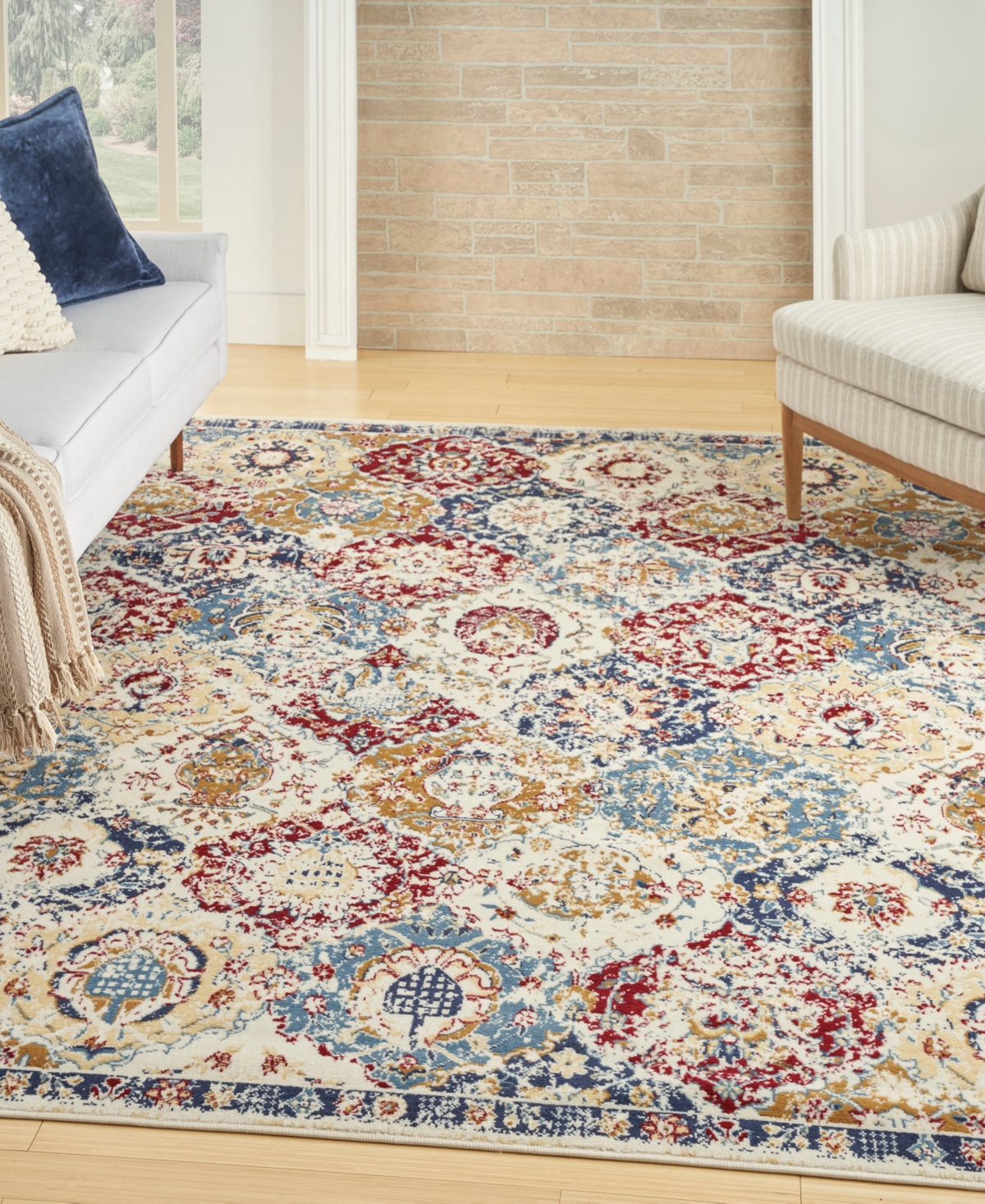 Nourison Home Grafix Grf31 7'10"x9'10" Area Rug In Blue,multi