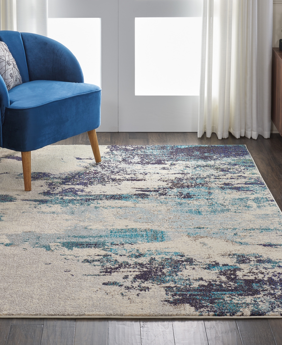 Nourison Home Celestial Ces02 5'3"x7'3" Area Rug In Ivory,teal