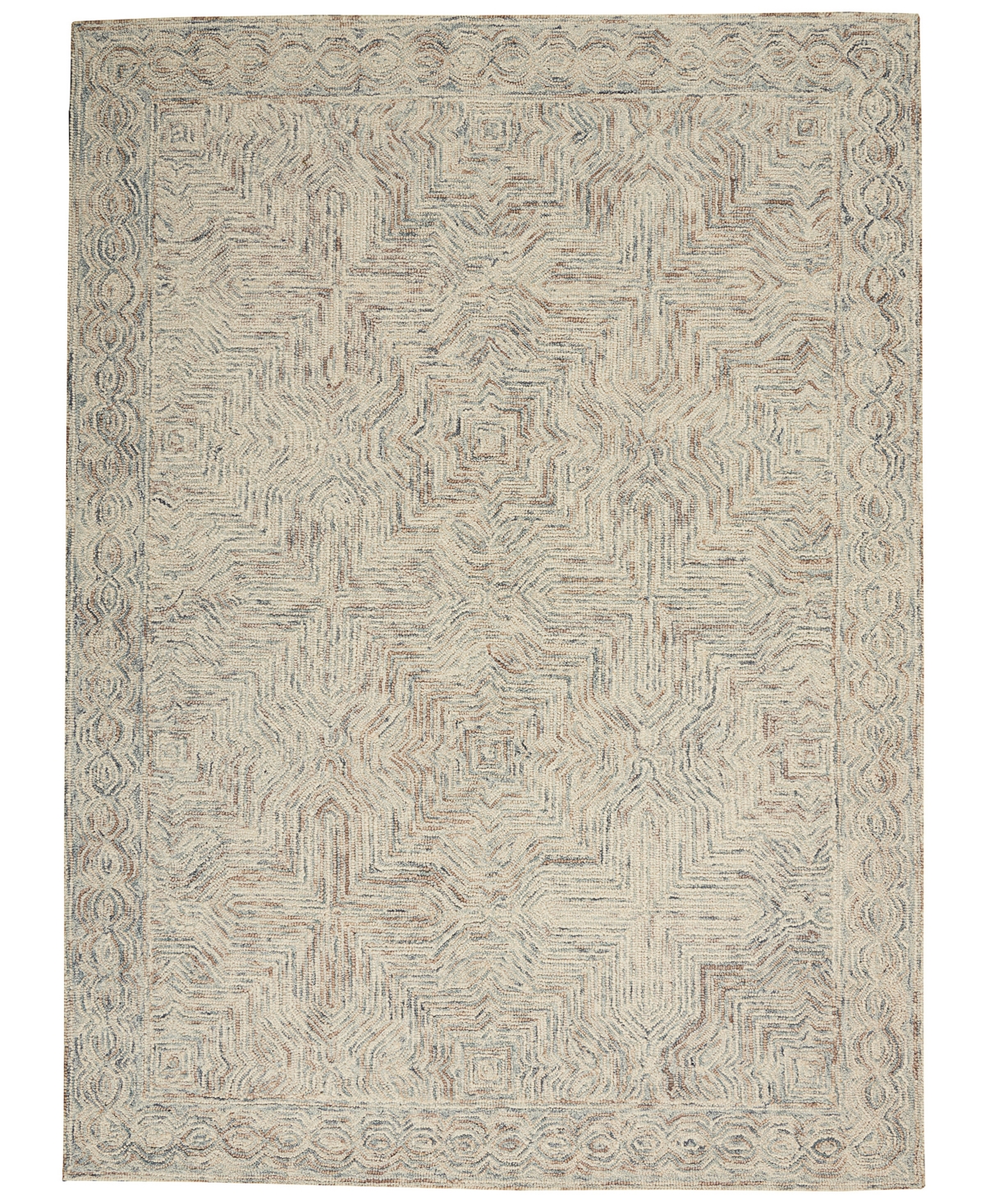 Nourison Home Interlock Itl03 5'x7'6" Area Rug In Blue,ivory