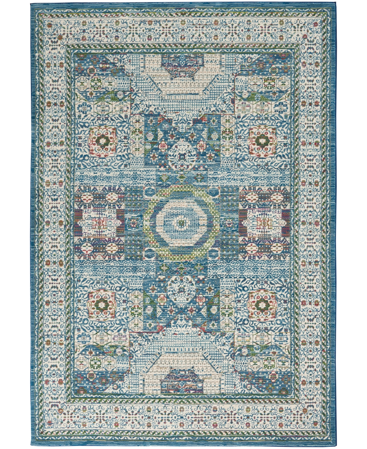 Nourison Home Ankara Global Anr17 4'x6' Area Rug In Ivory,mist