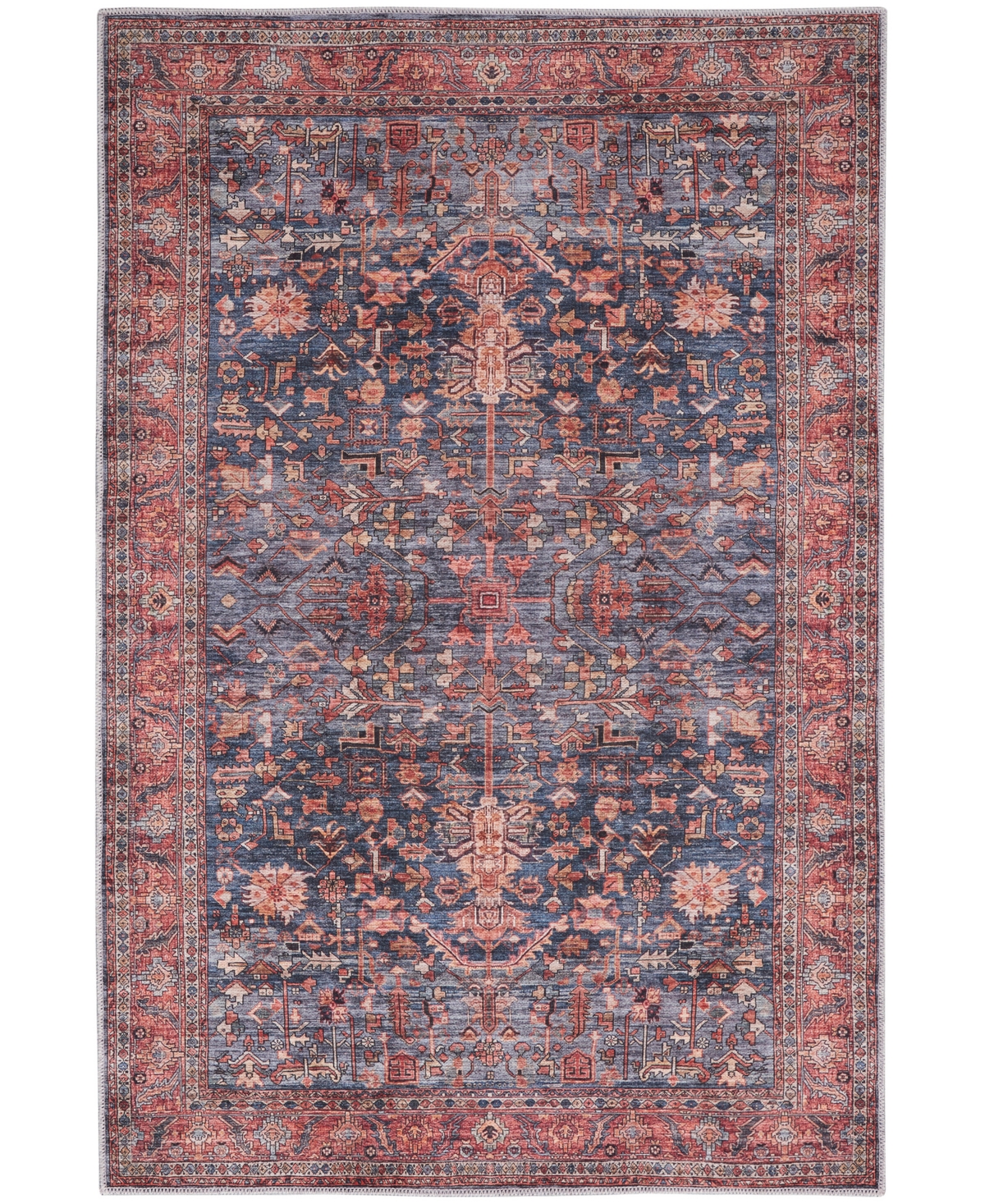 Nourison Home Grand Washables Grw02 4'x6' Area Rug In Navy,brick