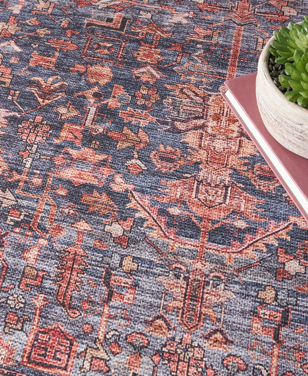 Nourison Home Grand Washables Grw02 5'3"x7'3" Area Rug In Navy,brick