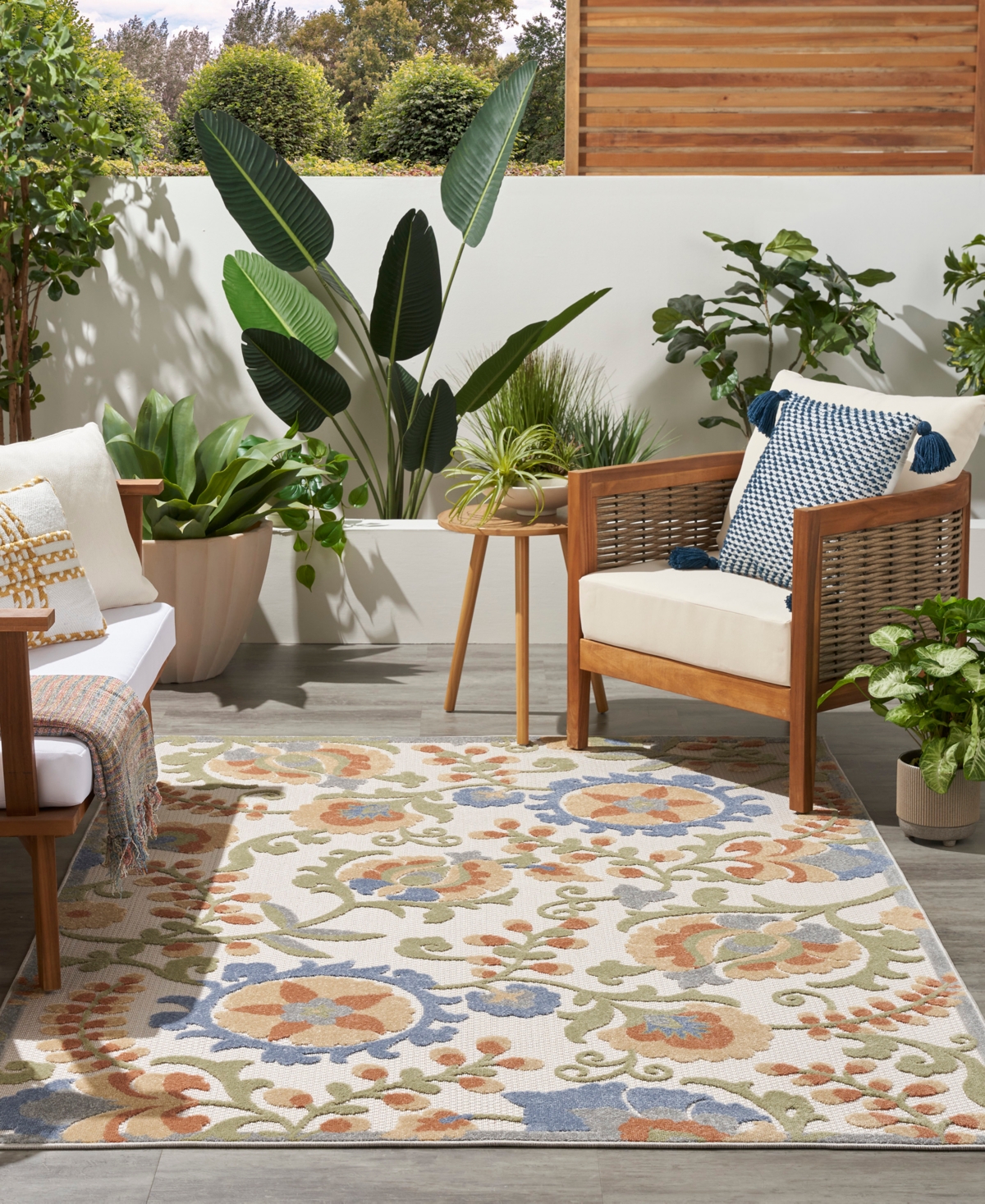 Nourison Home Aloha Alh17 5'3"x7'5" Area Rug In Ivory,blue