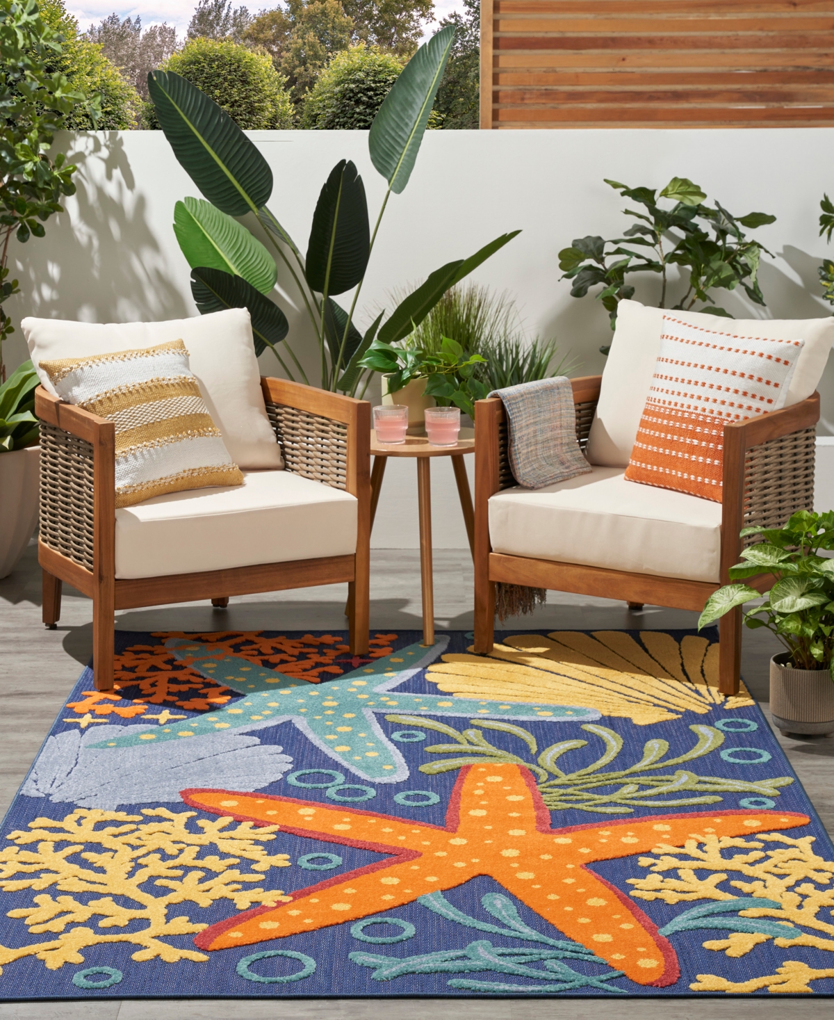 Nourison Home Aloha Alh24 5'3"x7'5" Area Rug In Navy,multi