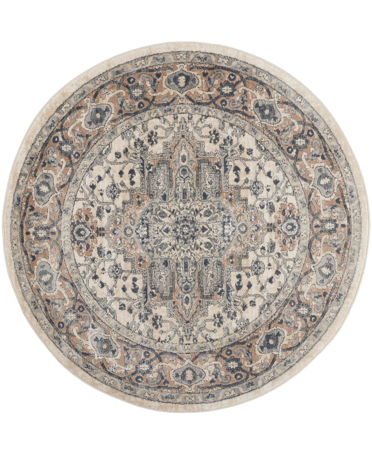 Nourison Home Quarry Qua05 4'x4' Round Area Rug In Ivory,gray