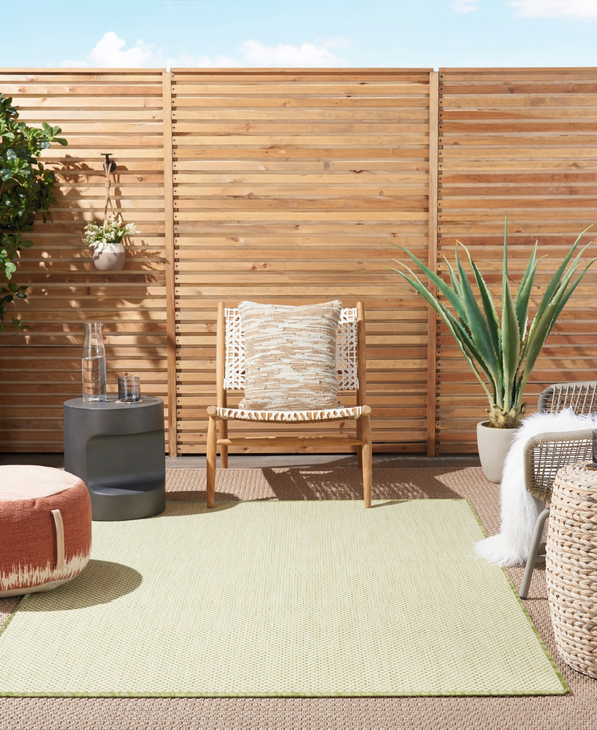 Nourison Home Courtyard Cou01 5'x7' Area Rug In Ivory,moss