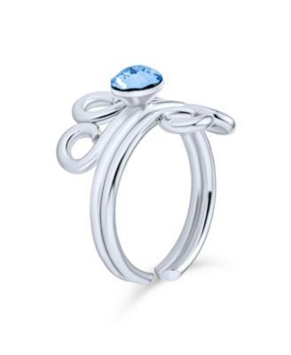 Aqua Blue Spiral Cartilage Ear Cuff Wrap Earring .925 Sterling Silver