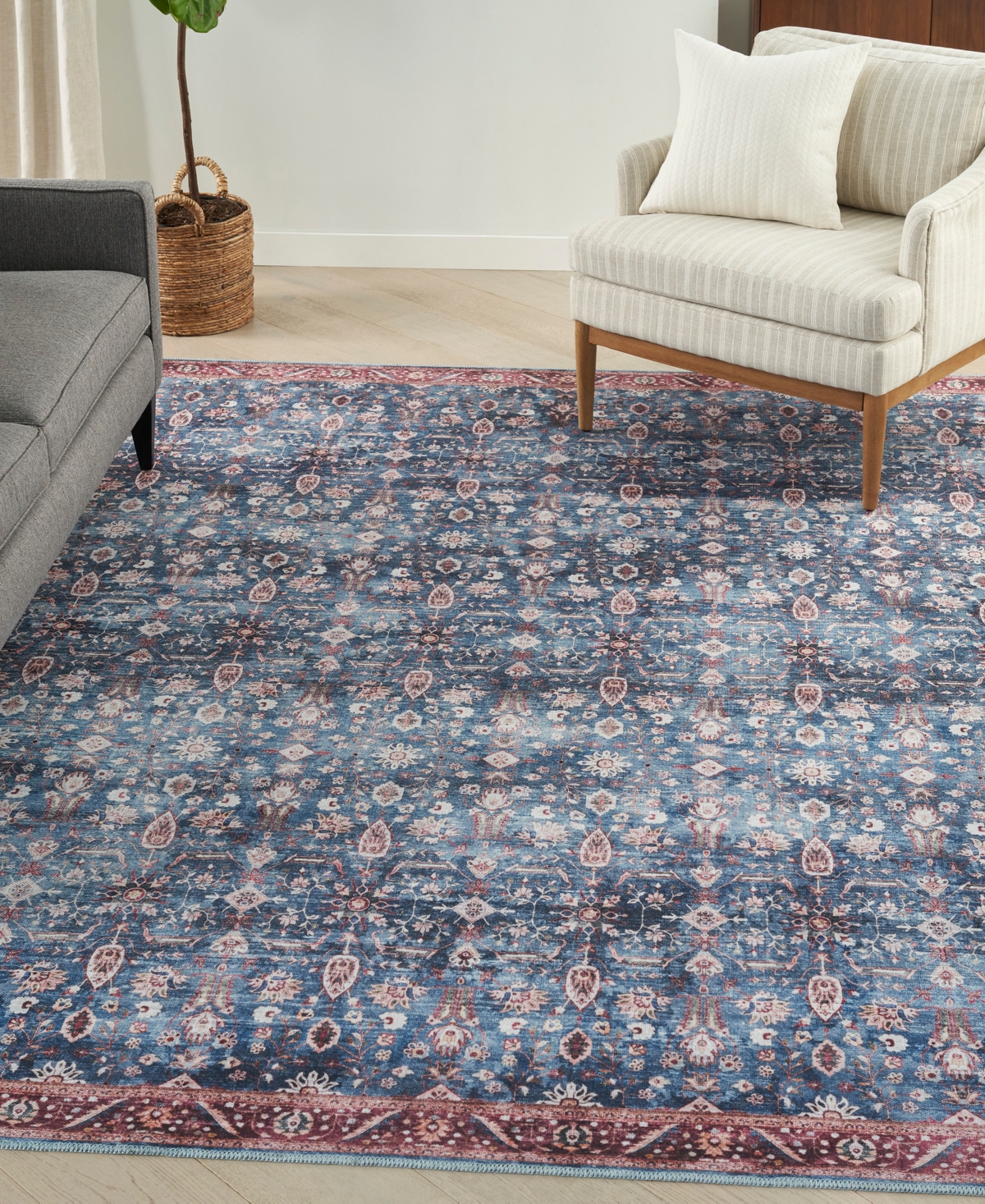 Nourison Home Grand Washables Grw06 7'10"x9'10" Area Rug In Blue,brick
