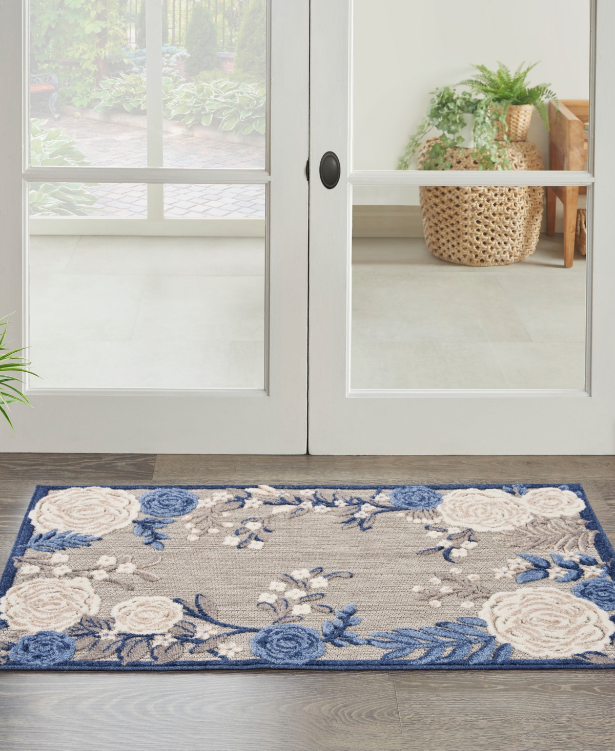 Nourison Home Aloha Alh32 2'8"x4' Area Rug In Blue,gray
