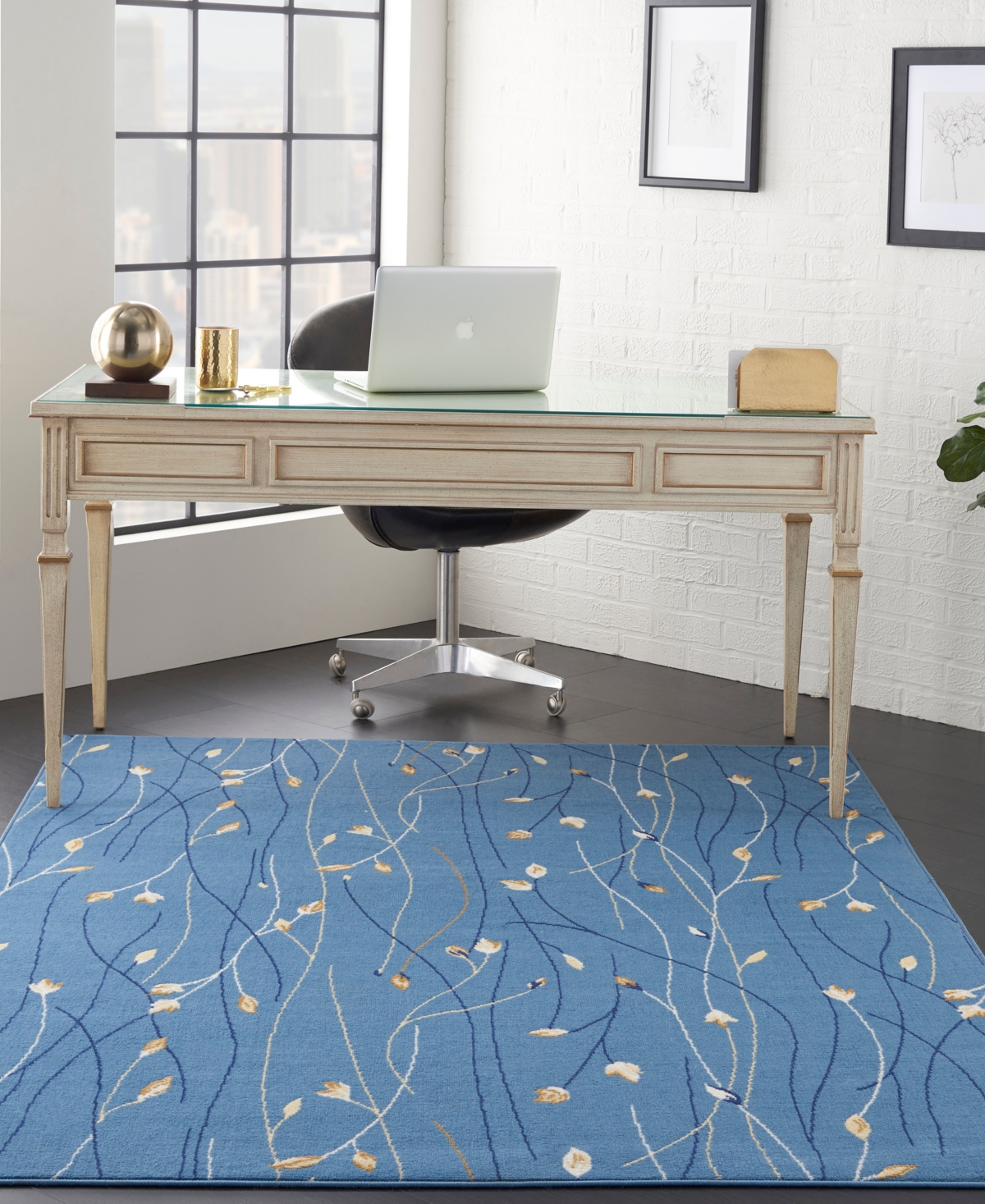 Nourison Home Grafix Grf15 5'3"x7'3" Area Rug In Mist