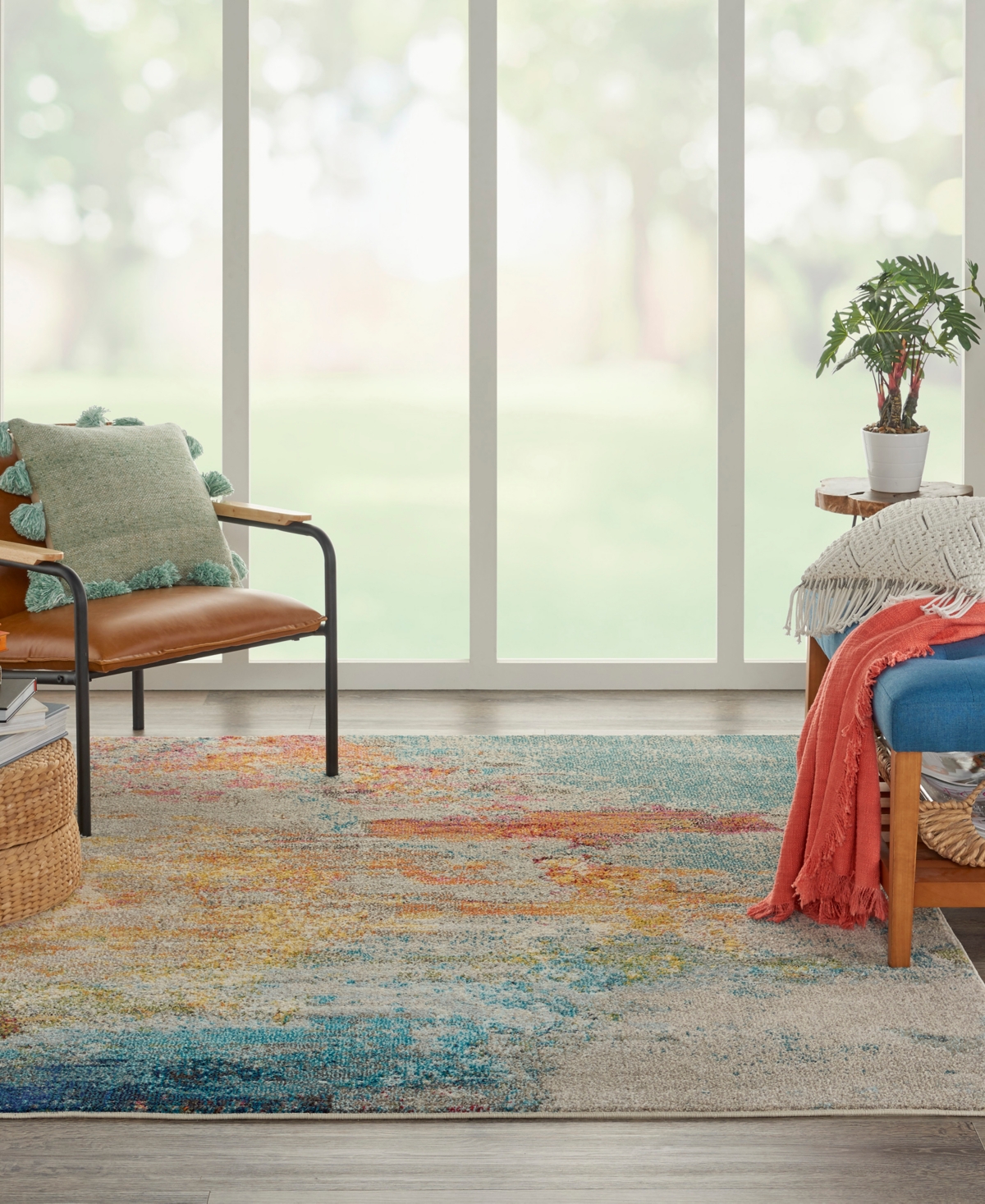 Nourison Home Celestial Ces02 3'11"x5'11" Area Rug In Aquamarine