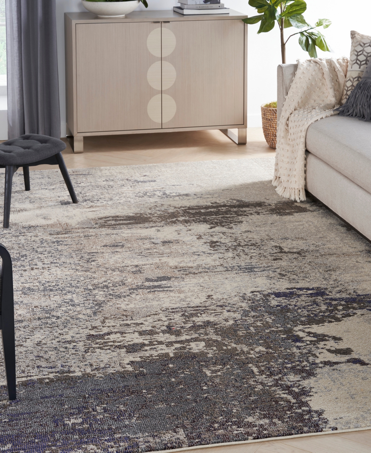 Nourison Home Celestial Ces02 6'7"x9'7" Area Rug In Ivory,gray