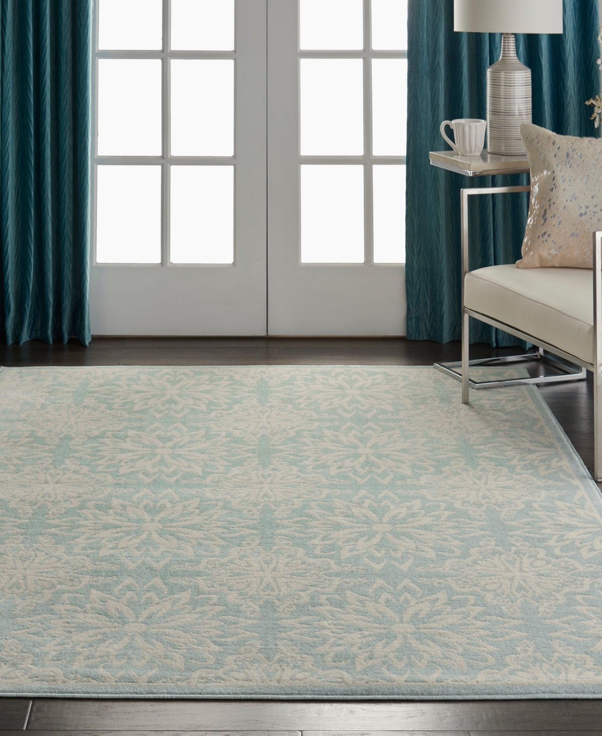 Nourison Home Jubilant Jub06 4'x6' Area Rug In Ivory,aqua