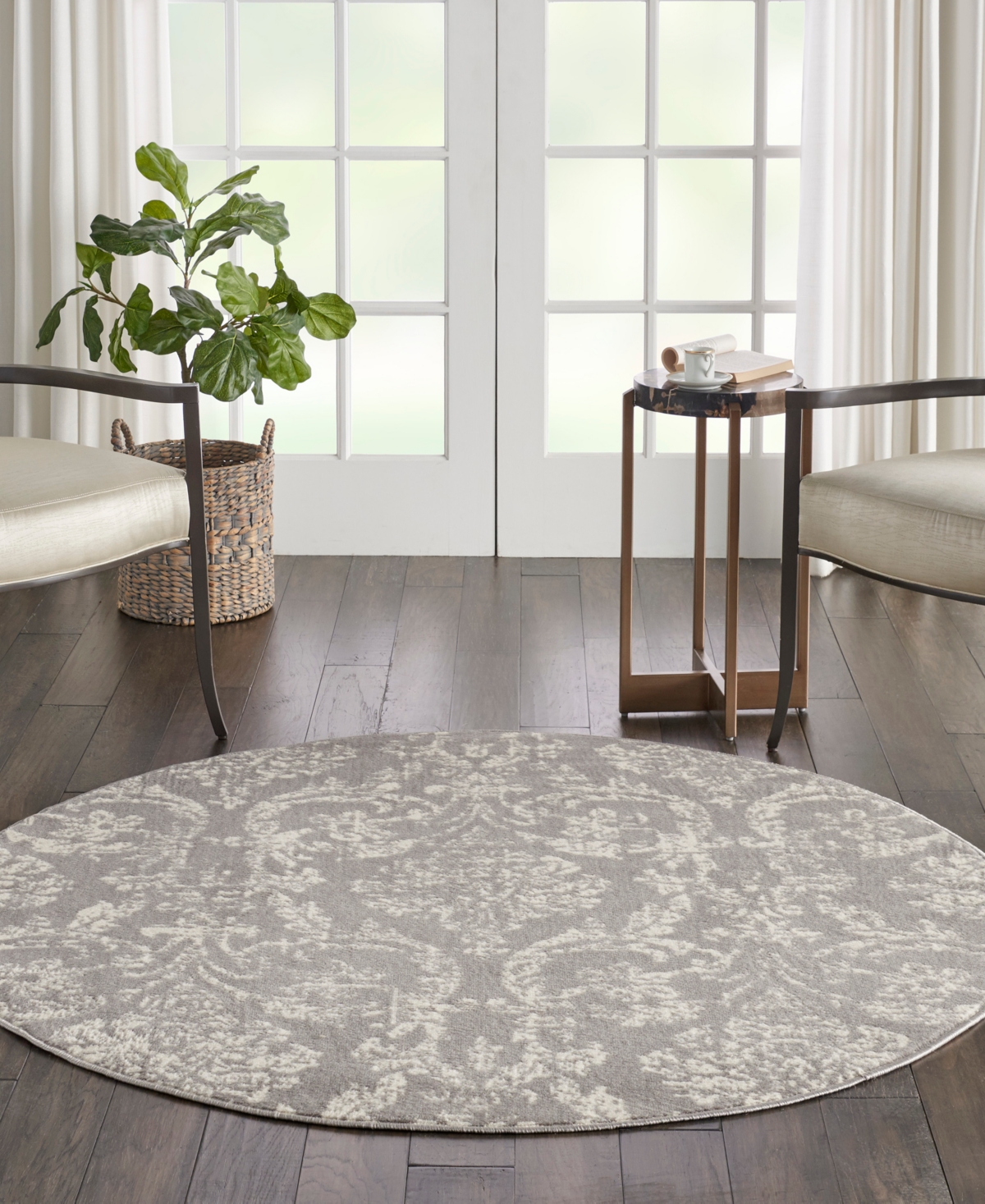 Nourison Home Jubilant Jub09 5'3"x5'3" Round Area Rug In Gray