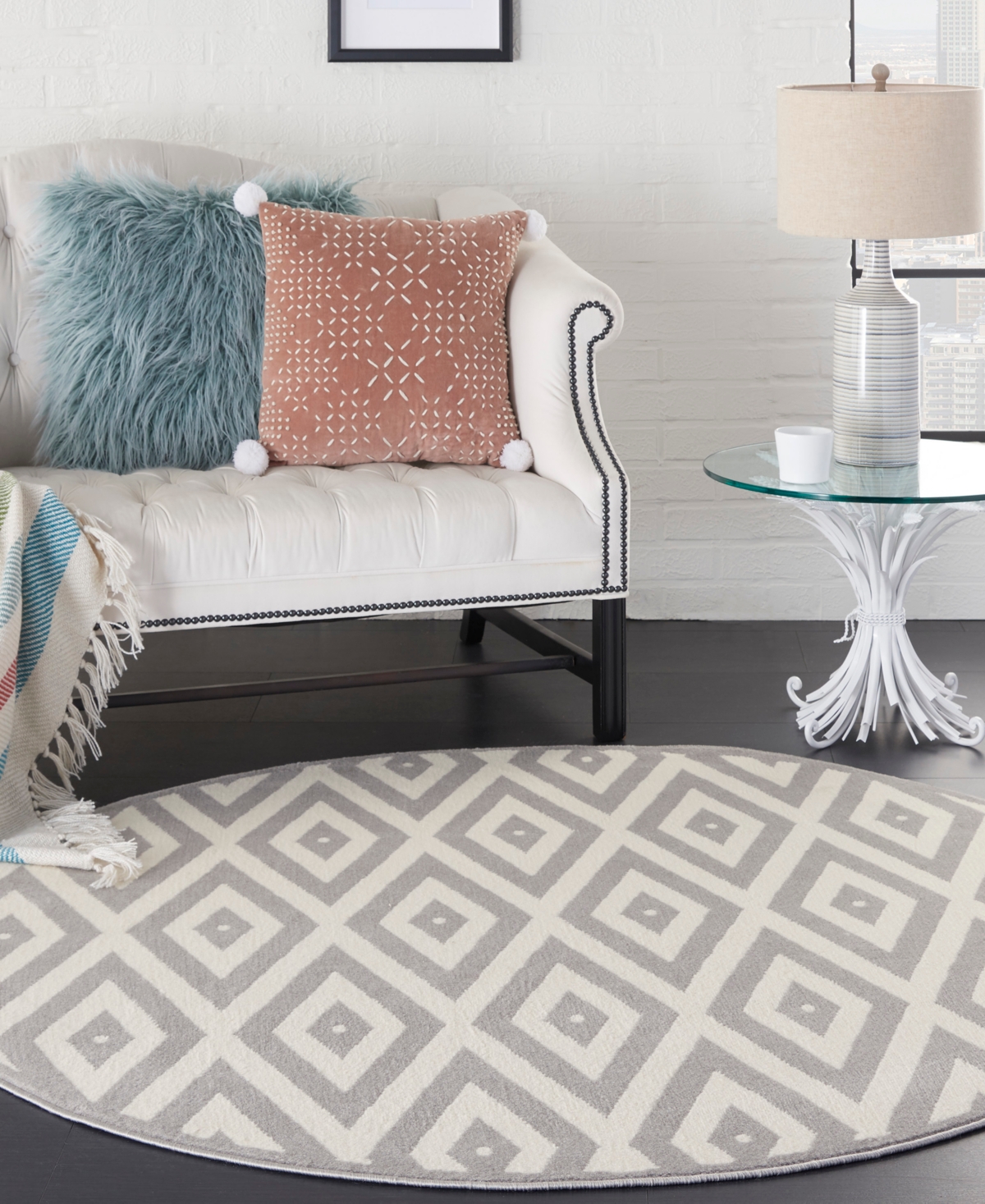 Nourison Home Grafix Grf18 5'3"x5'3" Round Area Rug In Multi