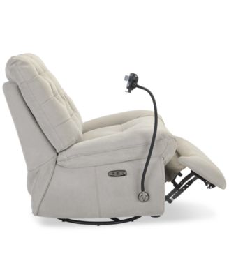 Bovell Fabric Power Swivel Glide Recliner, Created for Macy's