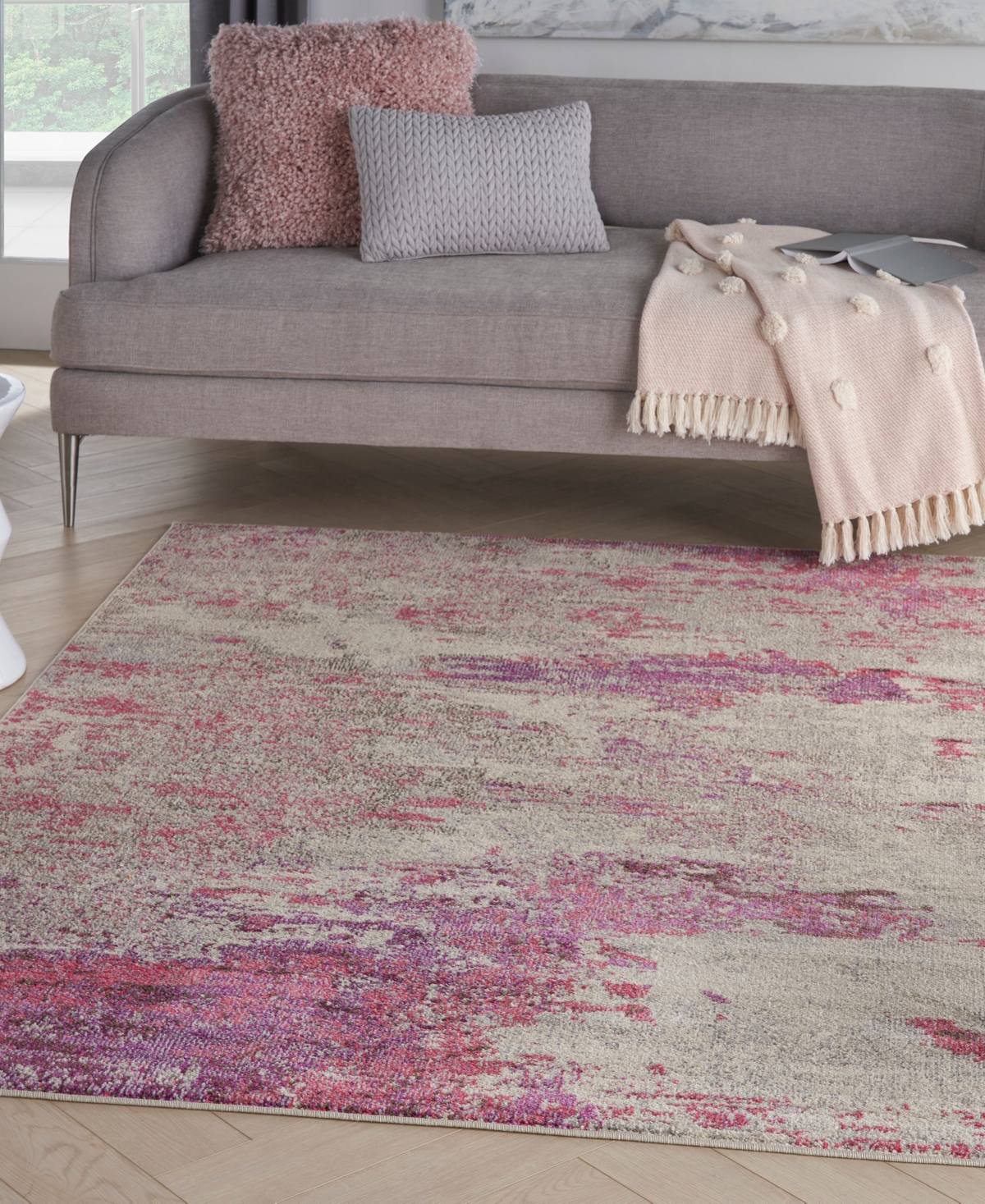 Nourison Home Celestial Ces02 5'3"x7'3" Area Rug In Ivory,pink